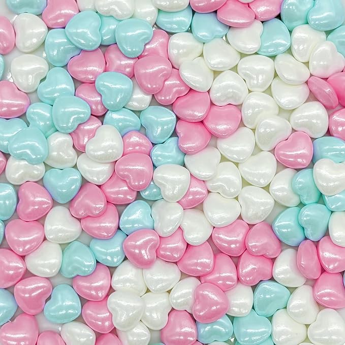 Dynastang Colourful Heart Sprinkles Edible Heart Cake Decorating Heart Cake Decorations Cupcake Toppers Cookie Decorating Perfect for Cakes, Cupcakes, Desserts Toppings 3OZ