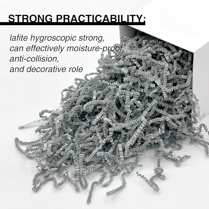 2LB Crinkle Paper Shred Filler for Bag Gift Box Basket Confetti Paper Shreded Stuffing Decorations(Grey)