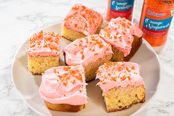Bakerpan Orange Jimmies Sprinkles - 6 Ounces Orange Sprinkles for Cake Decorating - Edible Sprinkles for Cupcakes, Ice Cream, Cake Decorations (Made in USA)
