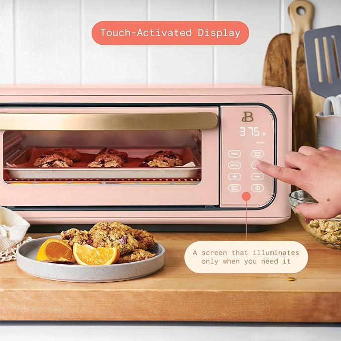 Beautiful Infrared Air Fryer Toaster Oven Combo - 10-in-1 Countertop Convection Oven with Air Fry, Bake, Pizza, Toast & Dehydrate Functions - 1800W Stainless Steel Kitchen Appliance (Rose)