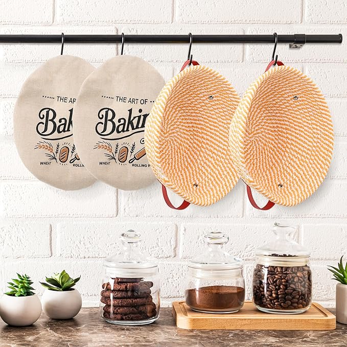 Banneton Bread Proofing Basket Set of 2 × 9'' Round Sourdough Bread Baskets Baking Supplies with Liners & Covers Gifts for Bakers Women Mom Wife