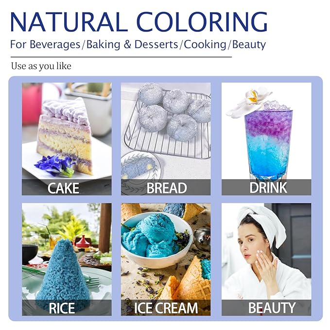 Organic Butterfly Pea Flower Powder - 3.35oz | Natural Blue & Purple Food Coloring | Great for Drinks, Baking & Smoothies | Rich in Antioxidants | Caffeine-Free | Vegan & Gluten-Free