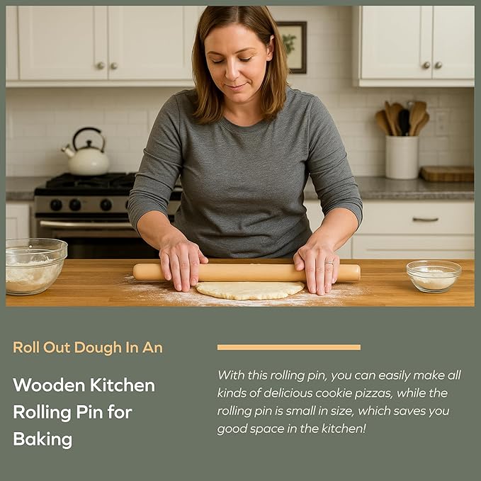 Muso Wood Rolling Pin for Baking Wooden Pizza Dough Roller(Dowel 15.75-Inch-by-1.38-Inch)