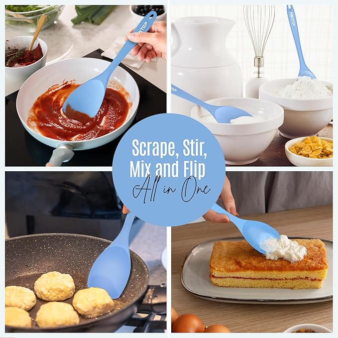 NEXTOP Silicone Spatula Set of 4 - Multipurpose Seamless Silicone Spoon Spatula for Mixing and Cooking - Heat Resistant Flexible Kitchen Utensils for Blending, Stirring, and Baking - Blue
