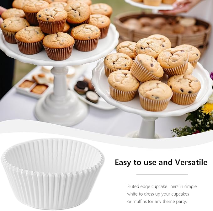 500 Count Cupcake Liners for Baking Cup, No Smell, Grease-proof Muffin Liners, Standard Size Cupcake Cups for Party, Wedding, Birthday,White,1.97x1.37 Inch