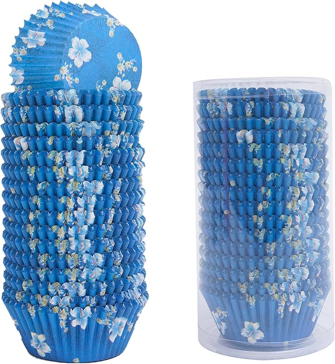 Floral Standard Cupcake Liners 400 Count Paper Baking Cups Food Grade Disposable Cupcake Wrappers, Blue