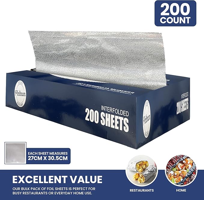 Pre-Cut Aluminum Foil Sheets 12" x 10.7" – Heavy-Duty, Non-Stick, Pop-Up Disposable Sheets for Grilling, Baking, BBQ, Food Storage, and Catering (12X10.7", 400.0, sheet)