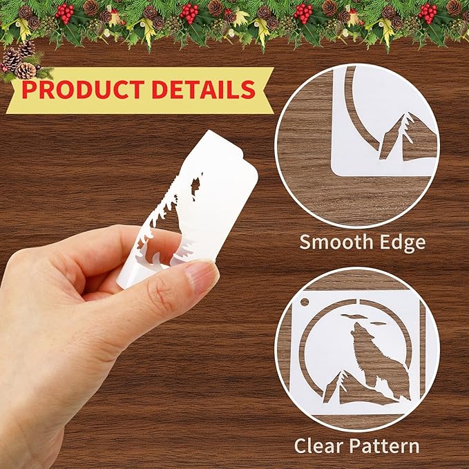 Augshy 56 Pcs Reusable Animal Wildlife Stencils, 3x3 Inch Drawing Templates for Crafts DIY Projects Home Decor Wood Canvas Wall Art Cards