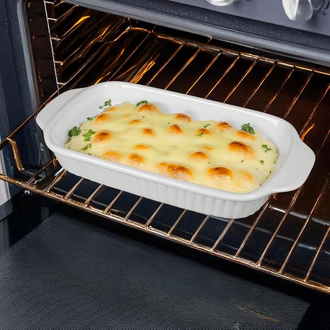 Ceramic Casserole Dishes, Small Au Gratin Baking Dish 9 x 6, Set of 4, 23 Oz with Handles, Pans Set for Oven Roasting for 1 or 2 person servings, Lasagna, Pie, Gratin, for Kitchen, Home