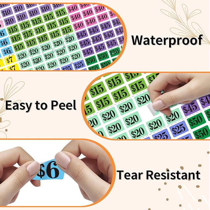Starboling Garage Sale Stickers, 4050 Pcs 1/2" X 3/4" Yard Sale Price Labels, Rectangular Preprinted Price Labels for Flea Market