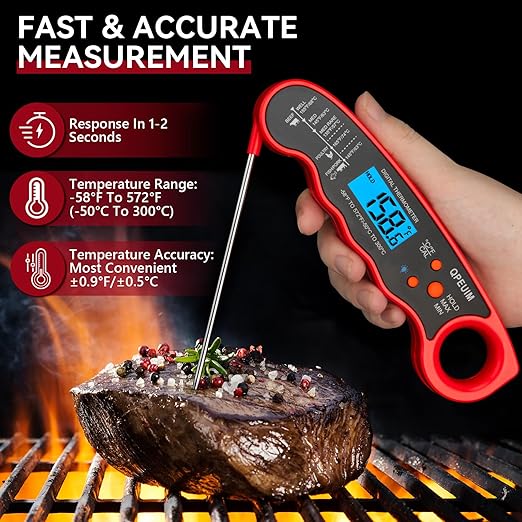 Digital Meat Thermometer Instant Read Meat Thermometer Food Thermometer for Grill and Cooking with Backlight & Calibration, Perfect for Grill, Smoker, Turkey, Candy Making by QPEUIM