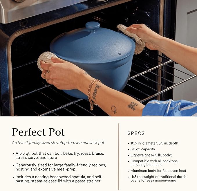 Our Place Cookware Duo - 7-Piece Set Including the Always Pan, Perfect Pot and Spatulas | Multifunctional, Toxin-Free Nonstick | Heat Safe up to 450°F | Oven, Stove, Induction Compatible | Blue Salt