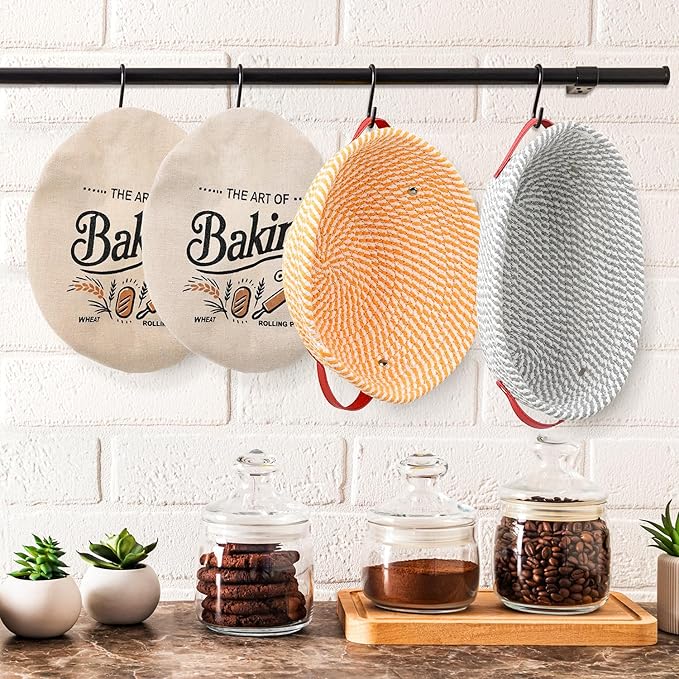 Banneton Bread Proofing Basket 10'' Oval & 9'' Round Sourdough Bread Basket Baking Supplies with Liners & Covers Gifts for Bakers Women Mom Wife