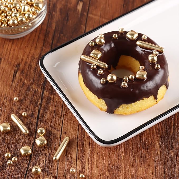 Gold Sprinkles for Cake Decorating 3.5 Ounces, Edible Gold White Silver Sprinkles for Cupcake Topper, Cookiess, Perfect for Wedding, New Year’S Eve Party (Gold Pearl)