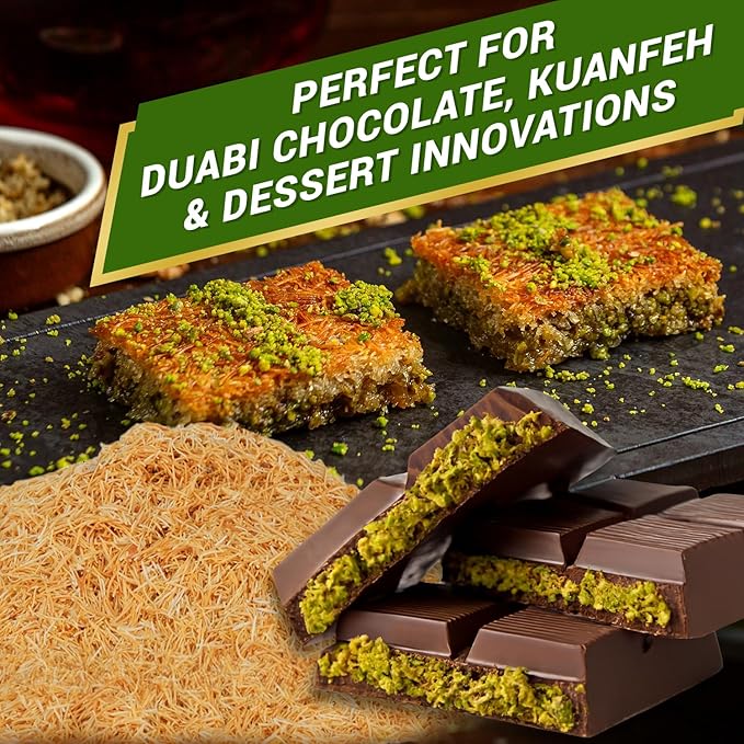 Dolce Calma Roasted Kataifi Dough 22 lb Large Bulk Pack | Kadayif for Dubai Chocolate Bar & Kunafa Desserts | Pre-Toasted Shredded Fillo for Baklava & Bakery Creations