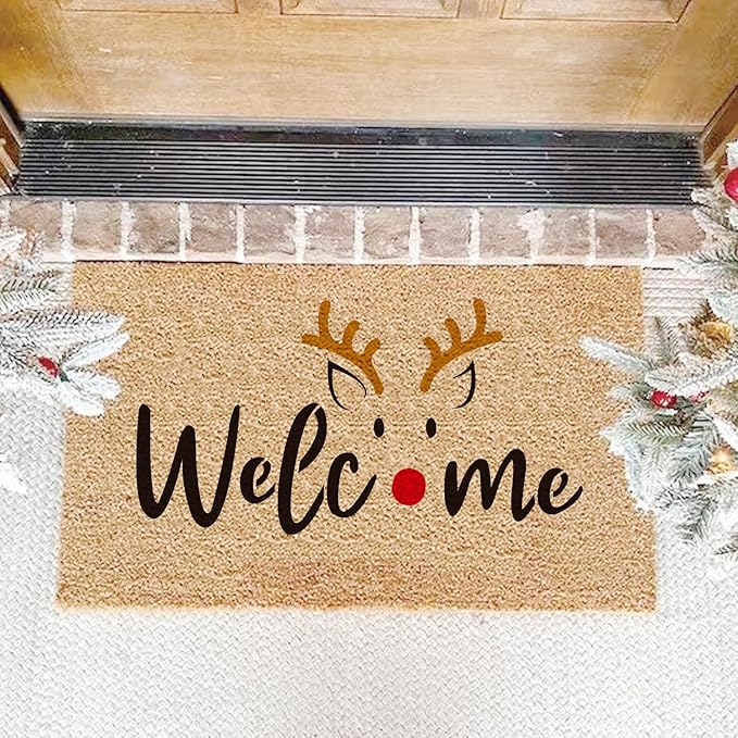 Large Christmas Stencils for Door Mats Reusable Large Christmas Nativity Snowflake Stencils Welcome Let it Snow Stencil Templates for Painting for Doormats Sign Glass Windown Wood Crafts (mat10)