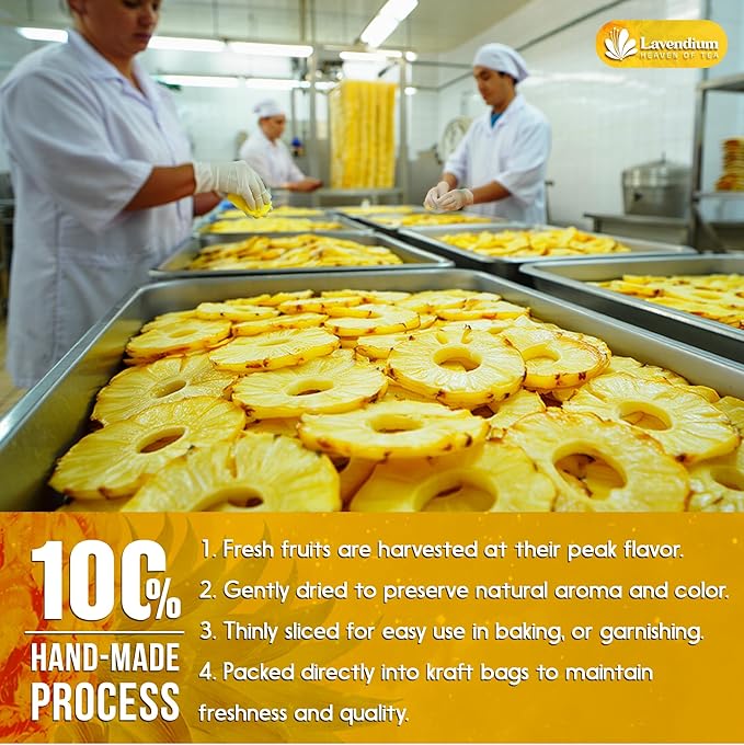 Lavendium, Dried Pineapple Slices 6oz – Premium Quality, Naturally Sweet & Tangy, Tropical Snack, Non-GMO, No Added Preservatives, Resealable Bag. Vegan