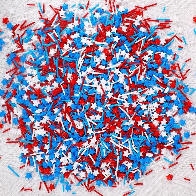Patriotic Sprinkles Red Blue White Sprinkle 7 Ounce July 4th Sprinkles Blue White Star Sprinkle Edible Jimmies Mix Patriotic Memorial Day Toppings for Cake Cookie Ice Cream Decorations