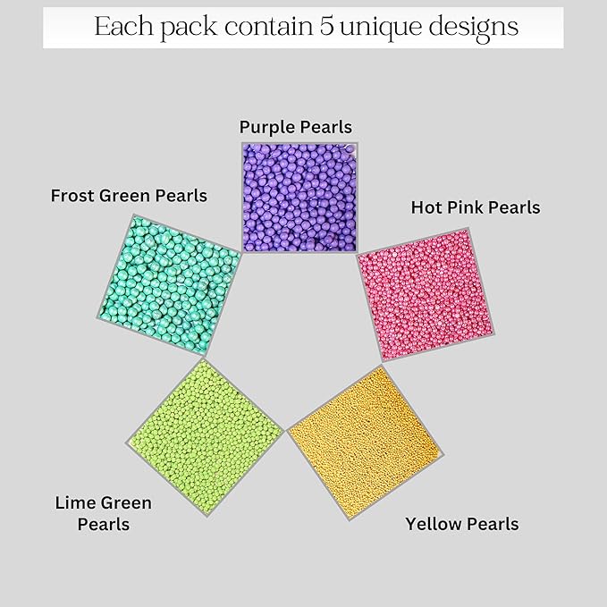 Confect Pearl Sprinkles – Tropical Summer 5 Pack Dragees Mix (Purple, Teal, Sea Green, Yellow & Bright Pink) – Fun & Festive Cake and Cupcake Decorations – Vegan, Gluten-Free, Nut-Free, Soy-Free, Dairy-Free, Palm Oil-Free, No Artificial Dyes- 5 Oz