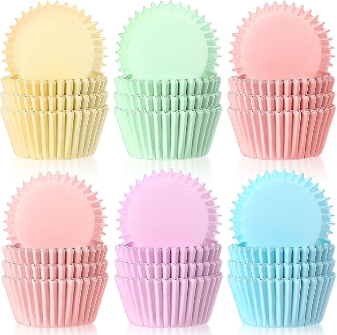 LemonRoad 300pcs Coated Paper Cupcake Liners for Baking Colorful Greaseproof Baking Cup for Muffin Dessert Candy Biscuit Cookies Brownie Wedding Birthday Party Baby Shower(Colorful,Round)