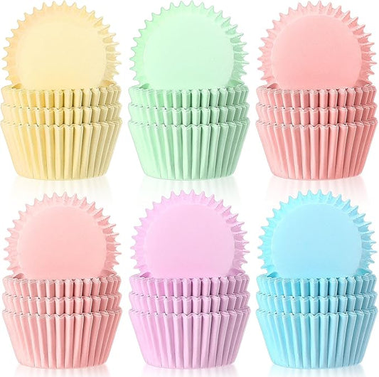 LemonRoad 300pcs Coated Paper Cupcake Liners for Baking Colorful Greaseproof Baking Cup for Muffin Dessert Candy Biscuit Cookies Brownie Wedding Birthday Party Baby Shower(Colorful,Round)