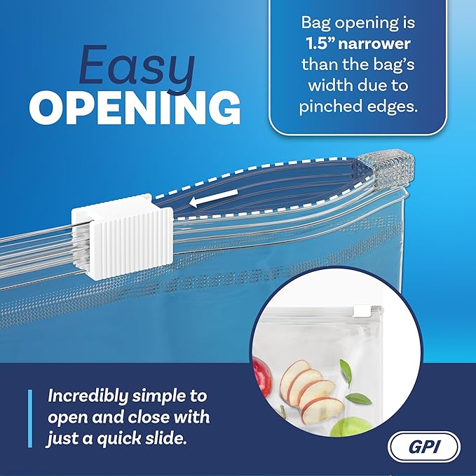 1000 Count - Slider Zip Food Storage Snack Bags, 6" x 9" 3 Mil Heavy Duty, Strong & Durable for Freezer Storage, for Food, Snacks & More. GPI
