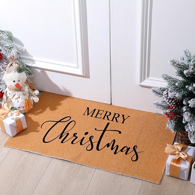 Dunzy 16 Pcs Christmas Stencils for Door Mats Crafts Reusable Merry Christmas Welcome Templates Large Stencil for Painting on Wood Sign Wall Doormat DIY Project