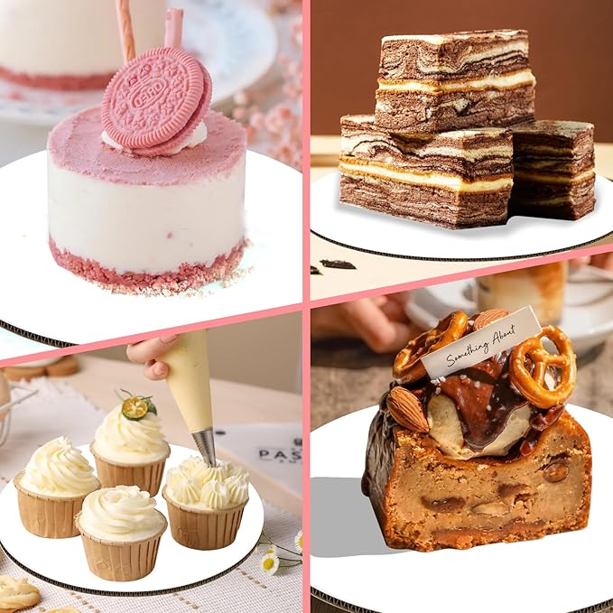 40pcs Cake Boards 7inch Round,Food-Graded Cardboard Cake Rounds, Waterproof and Oil-Proof Cake Plates, Sturdy Corrugated Cake Base, Ideal for Baking, Cake DIY, Dessert and Crafting(white, 7inch/40Pcs)