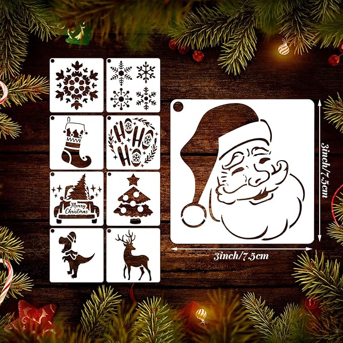 60 Pcs Christmas Stencils for Painting Reusable on Wood 3x3 Inch Plastic Snowflake Christmas Holiday Stencils for Art Craft Painting Spraying Wall Card Paper Gift Home Decor