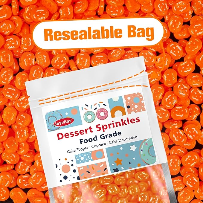 Edible Pumpkin Sprinkles for Cake Decorating, Halloween Orange Sugar Sprinkles, 150g/5.29oz, Perfect for Cake Decoration, Cupcake Decorations Donuts Toppings