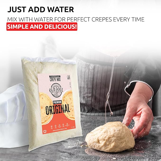OldSoul Professional Crepe Mix | Original Dough Mix | Classic Flavour | 5 Lbs | 36 Crepes (5 Lbs, Traditional)