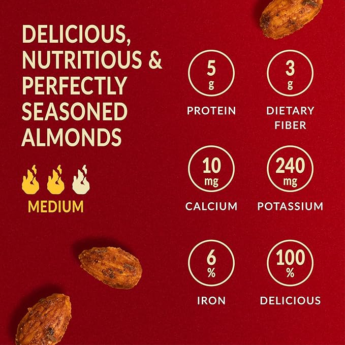 Lakanto Sweet and Savory Cajun Spice Almonds - On the Go Snack, Cajun Seasoning, Bold & Spicy, Gluten Free, Protein, Crunchy Roasted, Monk Fruit, Resealable Bag (8 oz)