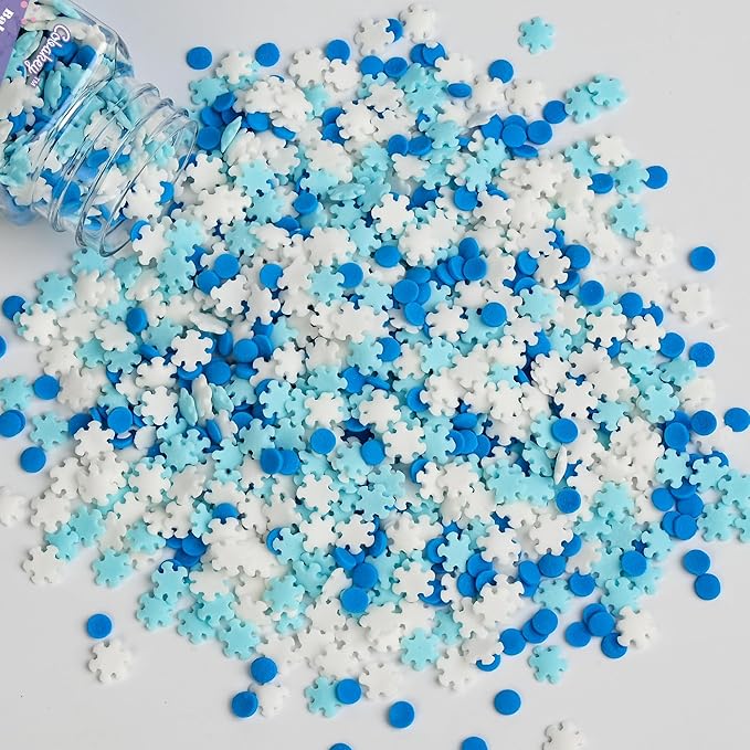 Winter Sprinkles for Cake Decorating, White & Blue Snowflake Sprinkles Perfect for Cupcake Toppers Wedding Party Valentines Halloween Christmas Supplies 3.52 Ounce