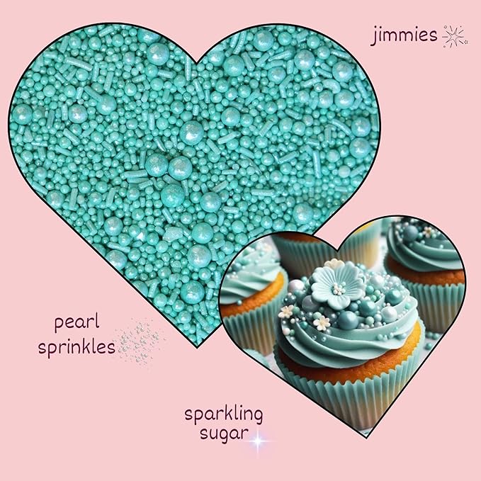 Confect Mint Green Pearls & Jimmies | Sprinkles for Cakes & Cupcakes Decoration | Bottle Frosted Mint Green Sprinkles | Vegan, Gluten-Free, Soy-Free, Dairy-Free, Palm Oil-Free- 4.2 Oz