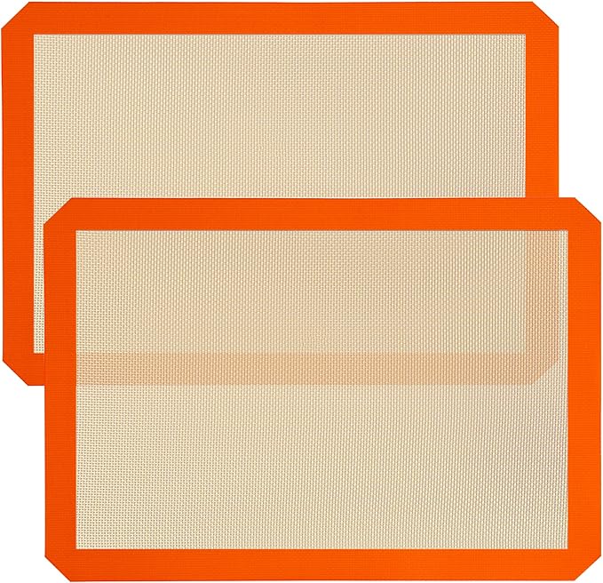 Silicone Baking Mat, 2 Pac 16.5"L x 11.6"W Silicone Cookie Sheets Reusable Baking Mat - Non-Stick Food Safe Dark Gray Oven Baking Sheet for Making Cookies Macaroons Bread