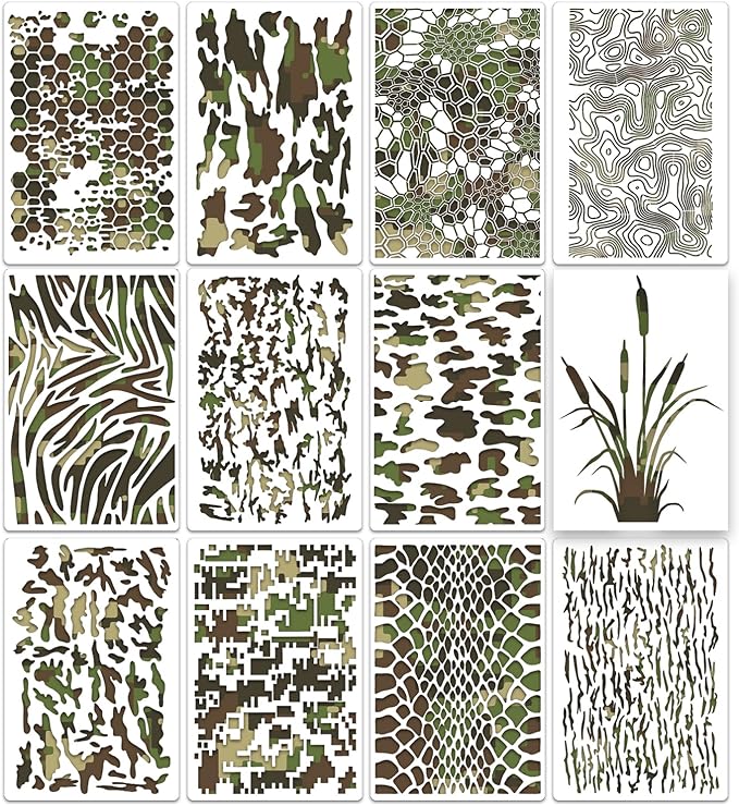 Camo Stencil 12inch Large Camouflage Stencils for Spray Paint Reusable Digital Camo Pattern Stencil for Wall Boat Wood Canvas Fabric