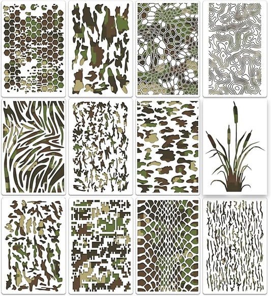 Camo Stencil 12inch Large Camouflage Stencils for Spray Paint Reusable Digital Camo Pattern Stencil for Wall Boat Wood Canvas Fabric