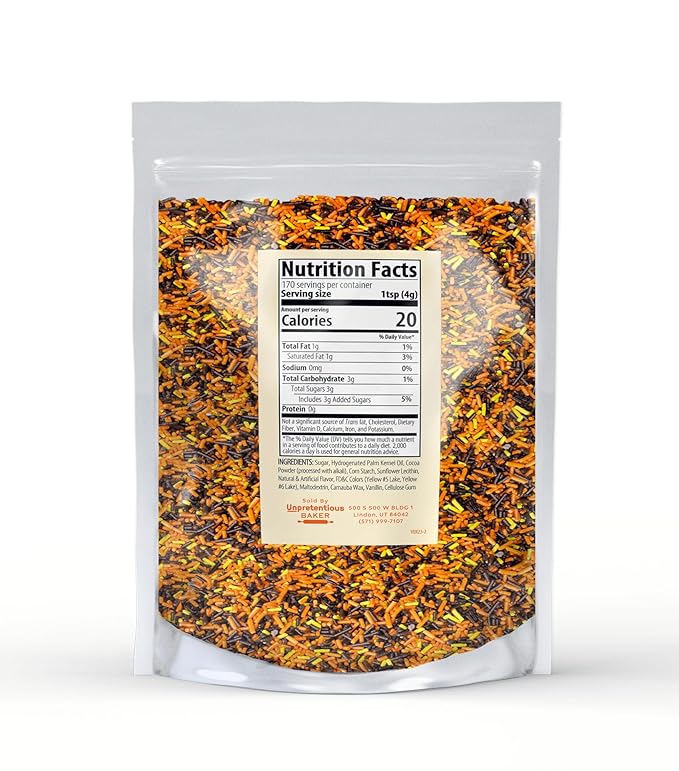 Unpretentious Halloween Sprinkles (1.5 lb) Autumn Mix Jimmies, Gluten Free, Orange, Yellow, & Brown Halloween Sprinkles