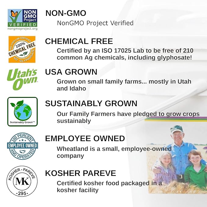 Hard Red Wheat Berries : Wheatland™ : 25 lb Bulk: Emergency Preparedness : Mylar : Oxygen Absorber : 30 Year Shelf Life : Non GMO: NO Glyphosate : Long Term Food Storage