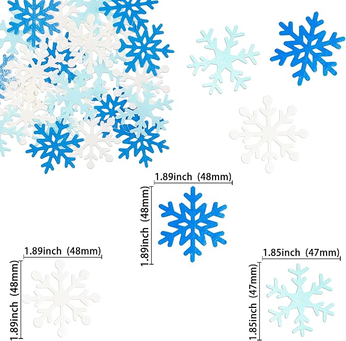 Gyufise 60Pcs Edible Snowflake Cupcake Toppers Winter Cupcake Picks Water Paper Winter Frozen Cake Decorations for Snowflake Theme Baby Shower Kids Birthday Party Supplies Light Blue White
