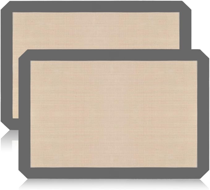 Silicone Baking Mat Set, Non-Stick Reusable Food-Grade Oven Liners, Half Sheet Size 16.54 x 11.62 Inch, Grey, 2 Pack