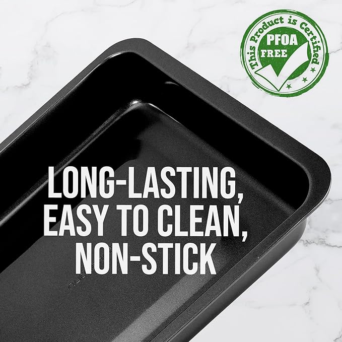 NutriChef Nonstick Baking Pan - 14" x 10" Rectangular Carbon Steel Baking Tray - Premium Bakeware for Brownies, Cakes, Lasagna, & More - Dishwasher Safe, Black