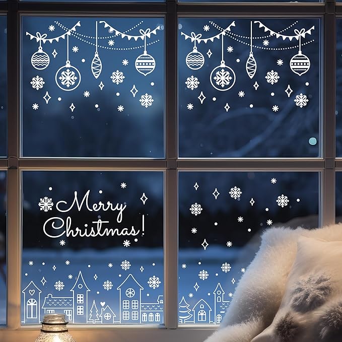 Christmas Stencils for Window Glass Large Christmas Stencils for Crafts Reusable Xmas Village House Holiday Stencil for Painting on Wood Wall Fabrics Decor