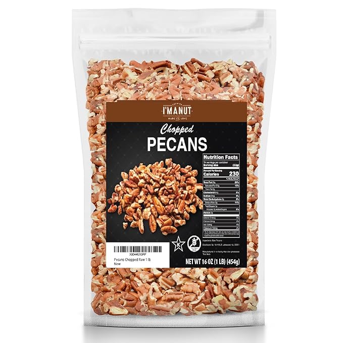Premium Raw Chopped Pecans 16oz (1 lb)| American-Grown, Non-GMO | Batch Tested Gluten & Peanut Free | No PPO or Preservatives | Rich Flavor for Snacking & Cooking