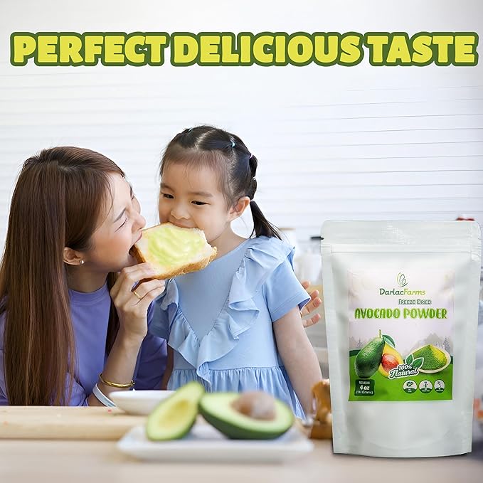 DARLAC FARMS Freeze Dried Avocado Powder 4Oz, Natural ingredients, Nutrient-rich, Vegan, No Add Sugar, Preservative-free, Convenient zip-lock Pouch, Perfect for Smoothies, Baking, Seasoning
