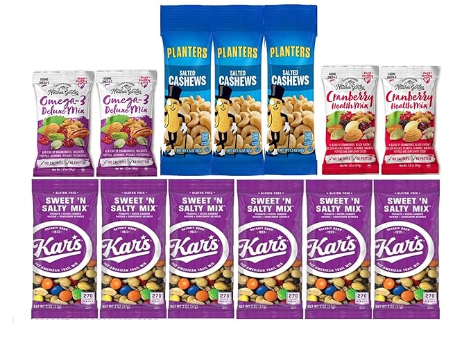 Nuts Individual Packs - Healthy Snacks for Adults that includes Raw Almonds, Pistachios in shell, Sunflower seeds, and Planters nuts - Trail Mix Individual Packs - Perfect hiking snacks and travel snacks. (38 PACK)