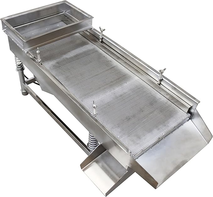 TECHTONGDA Straight Vibrating Sieve Screen Shaker Electric Linear Sifter Machine Stainless Steel One Layer One Motor 2mm Screen Size 11.8×29.5inch 110V