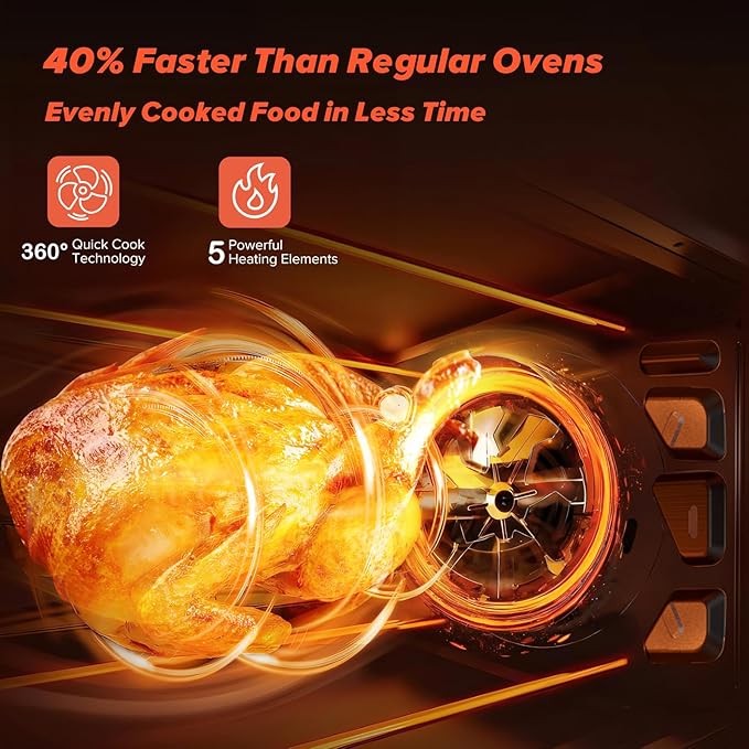 Secura Air Fryer Toaster Smart Oven Combo, 23 Quarts XL Capacity Convection Oven Countertop, Fits 10 inch Pizza, 12 Pre-Set Cooking Functions with Adjustable Temperature