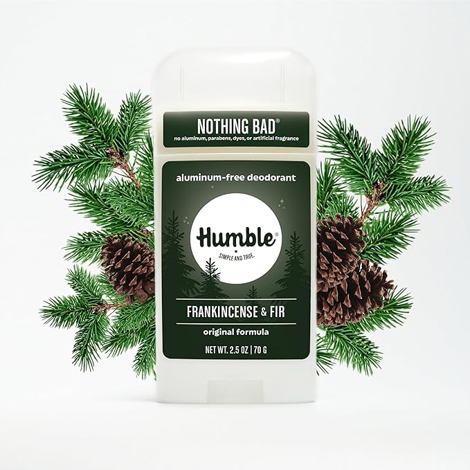 HUMBLE BRANDS Original Formula Aluminum-free Deodorant. Long Lasting Odor Control with Baking Soda and Essential Oils, Frankincense & Fir, Pack of 1