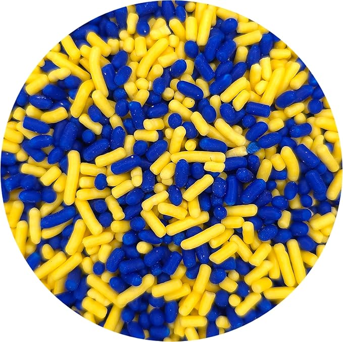 NCS Dark Blue and Yellow Edible Jimmies Sprinkles, 8 ounces